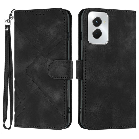 For Motorola Moto G Power 5G 2024 Line Pattern Skin Feel Leather Phone Case(Black) - Motorola Cases by buy2fix | Online Shopping UK | buy2fix