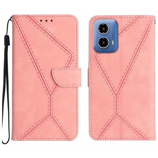 For Motorola Edge 5G 2024 Stitching Embossed Leather Phone Case(Pink) - Motorola Cases by buy2fix | Online Shopping UK | buy2fix