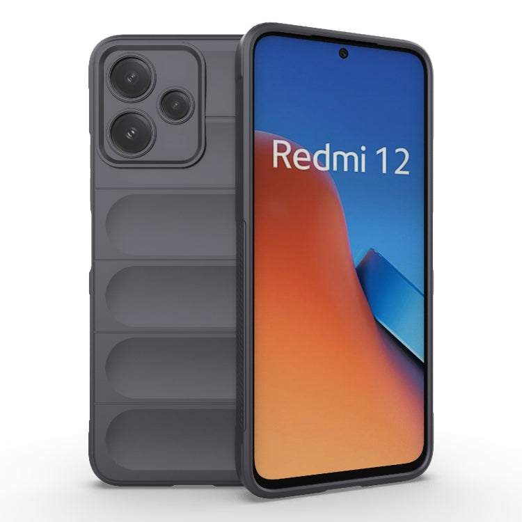 For Xiaomi Redmi 12 5G Magic Shield TPU + Flannel Phone Case(Dark Grey) - Xiaomi Cases by buy2fix | Online Shopping UK | buy2fix