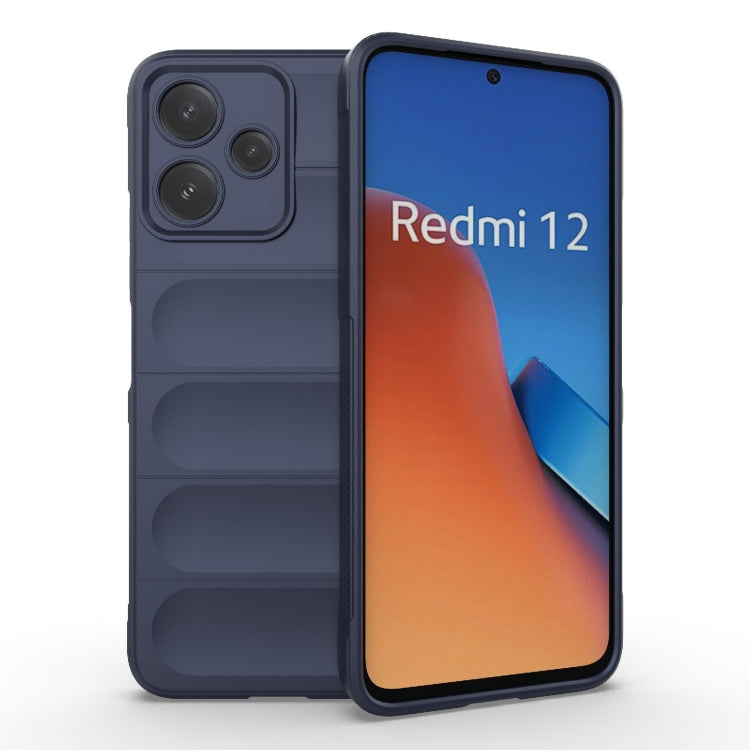 For Xiaomi Redmi 12 5G Magic Shield TPU + Flannel Phone Case(Dark Blue) - Xiaomi Cases by buy2fix | Online Shopping UK | buy2fix