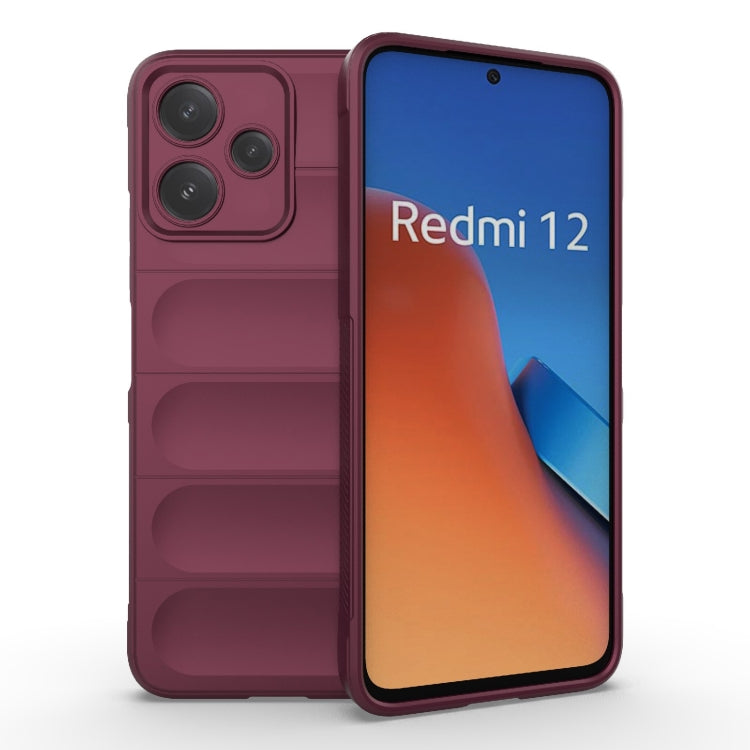 For Xiaomi Redmi 12 5G Magic Shield TPU + Flannel Phone Case(Wine Red) - Xiaomi Cases by buy2fix | Online Shopping UK | buy2fix