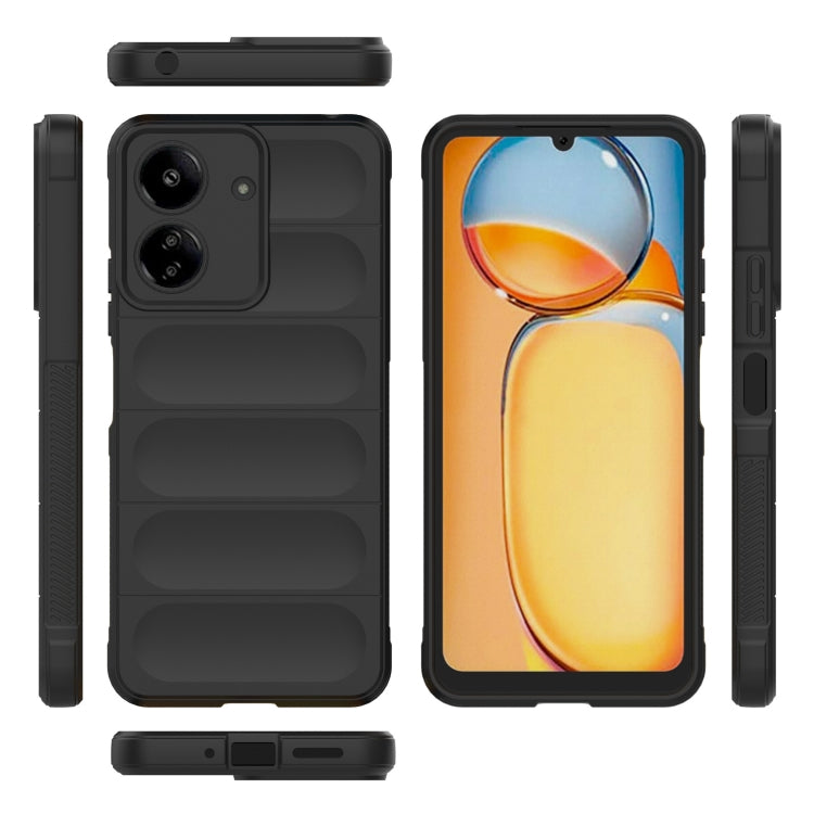 For Xiaomi Redmi 13C 4G Global Magic Shield TPU + Flannel Phone Case(Black) - 13C Cases by buy2fix | Online Shopping UK | buy2fix