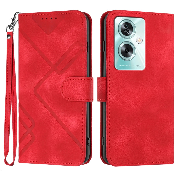 For OPPO A79 Line Pattern Skin Feel Leather Phone Case(Red) - OPPO Cases by buy2fix | Online Shopping UK | buy2fix