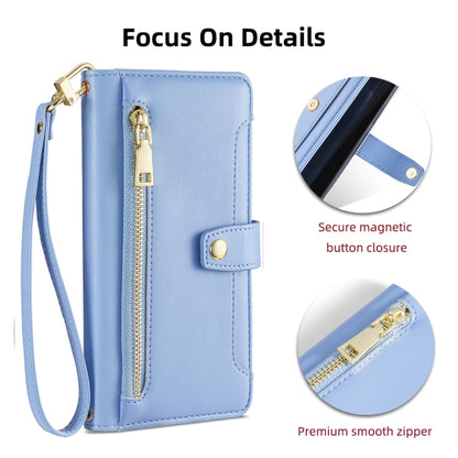 For Xiaomi 12S Ultra Sheep Texture Cross-body Zipper Wallet Leather Phone Case(Blue) -  by buy2fix | Online Shopping UK | buy2fix