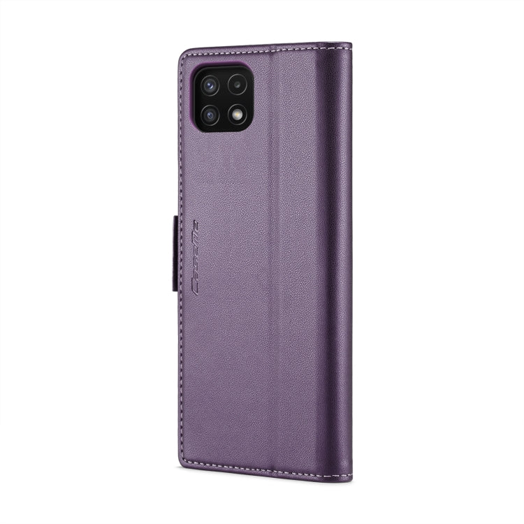 For Samsung Galaxy A22 5G CaseMe 023 Butterfly Buckle Litchi Texture RFID Anti-theft Leather Phone Case(Pearly Purple) - Galaxy Phone Cases by CaseMe | Online Shopping UK | buy2fix