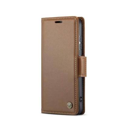 For Samsung Galaxy S24+ CaseMe 023 Butterfly Buckle Litchi Texture RFID Anti-theft Leather Phone Case(Brown) - Galaxy S24+ 5G Cases by CaseMe | Online Shopping UK | buy2fix