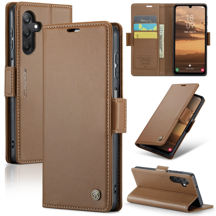 For Samsung Galaxy A25 5G CaseMe 023 Butterfly Buckle Litchi Texture RFID Anti-theft Leather Phone Case(Brown) - Galaxy Phone Cases by CaseMe | Online Shopping UK | buy2fix