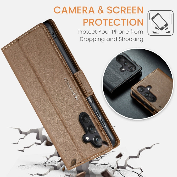 For Samsung Galaxy A25 5G CaseMe 023 Butterfly Buckle Litchi Texture RFID Anti-theft Leather Phone Case(Brown) - Galaxy Phone Cases by CaseMe | Online Shopping UK | buy2fix