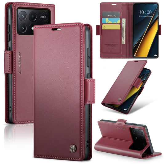 For Xiaomi Poco X6 Pro 5G/Redmi K70E 5G CaseMe 023 Butterfly Buckle Litchi Texture RFID Anti-theft Leather Phone Case(Wine Red) - K70E Cases by CaseMe | Online Shopping UK | buy2fix