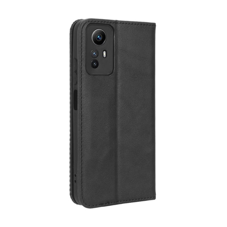 For Xiaomi Redmi Note 12S 4G Magnetic Buckle Retro Texture Leather Phone Case(Black) - Xiaomi Cases by buy2fix | Online Shopping UK | buy2fix