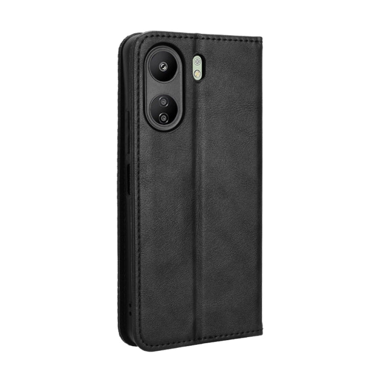 For Xiaomi Redmi 13C 4G / Poco C65 4G Magnetic Buckle Retro Texture Leather Phone Case(Black) - 13C Cases by buy2fix | Online Shopping UK | buy2fix