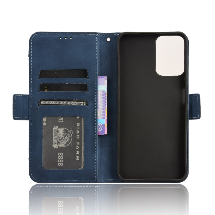 For Motorola Moto G34 5G Skin Feel Calf Texture Card Slots Leather Phone Case(Blue) - Motorola Cases by buy2fix | Online Shopping UK | buy2fix