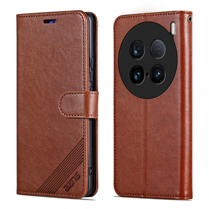 For vivo X100 Ultra AZNS Sheepskin Texture Flip Leather Phone Case(Brown) - vivo Cases by AZNS | Online Shopping UK | buy2fix