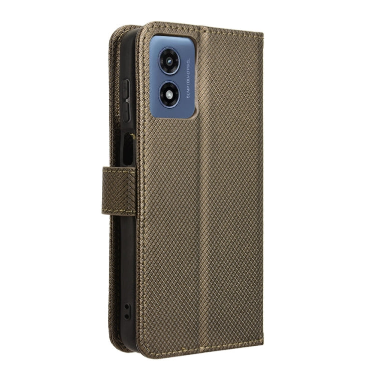 For Motorola Moto G Play 4G 2024 Diamond Texture Leather Phone Case(Brown) - Motorola Cases by buy2fix | Online Shopping UK | buy2fix