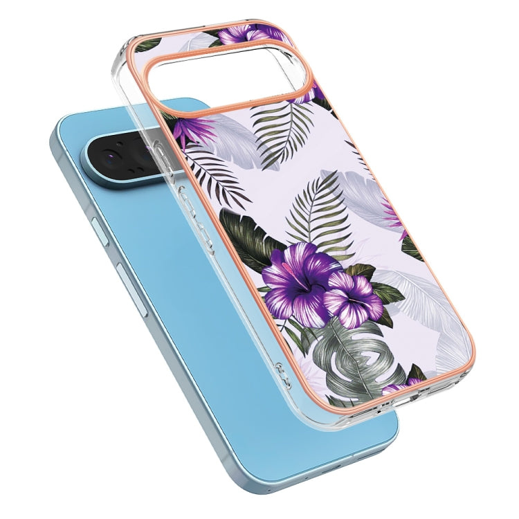 For Google Pixel 9 Pro XL Electroplating IMD TPU Phone Case(Purple Flower) - Google Cases by buy2fix | Online Shopping UK | buy2fix