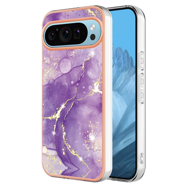 For Google Pixel 9 / 9 Pro Electroplating Marble Dual-side IMD Phone Case(Purple 002) - Google Cases by buy2fix | Online Shopping UK | buy2fix