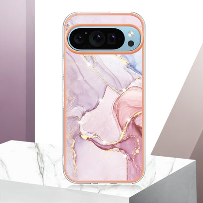 For Google Pixel 9 / 9 Pro Electroplating Marble Dual-side IMD Phone Case(Rose Gold 005) - Google Cases by buy2fix | Online Shopping UK | buy2fix