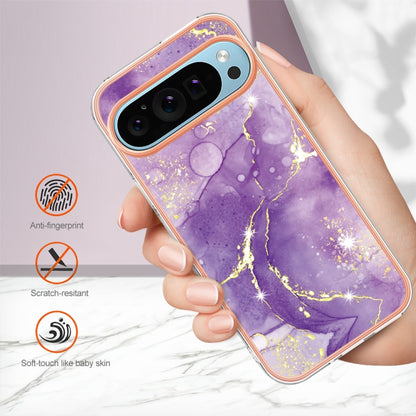 For Google Pixel 9 Pro XL Electroplating Marble Dual-side IMD Phone Case(Purple 002) - Google Cases by buy2fix | Online Shopping UK | buy2fix