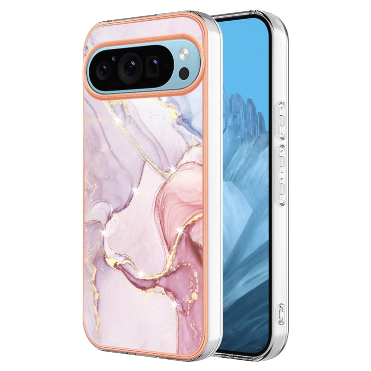 For Google Pixel 9 Pro XL Electroplating Marble Dual-side IMD Phone Case(Rose Gold 005) - Google Cases by buy2fix | Online Shopping UK | buy2fix