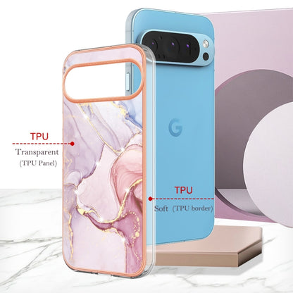 For Google Pixel 9 Pro XL Electroplating Marble Dual-side IMD Phone Case(Rose Gold 005) - Google Cases by buy2fix | Online Shopping UK | buy2fix