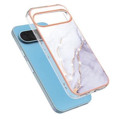 For Google Pixel 9 Pro XL Electroplating Marble Dual-side IMD Phone Case(White 006) - Google Cases by buy2fix | Online Shopping UK | buy2fix