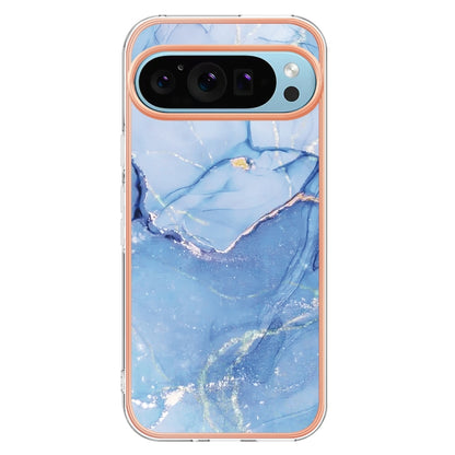 For Google Pixel 9 / 9 Pro Electroplating Marble Dual-side IMD Phone Case(Blue 018) - Google Cases by buy2fix | Online Shopping UK | buy2fix