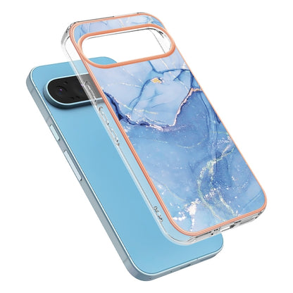 For Google Pixel 9 / 9 Pro Electroplating Marble Dual-side IMD Phone Case(Blue 018) - Google Cases by buy2fix | Online Shopping UK | buy2fix