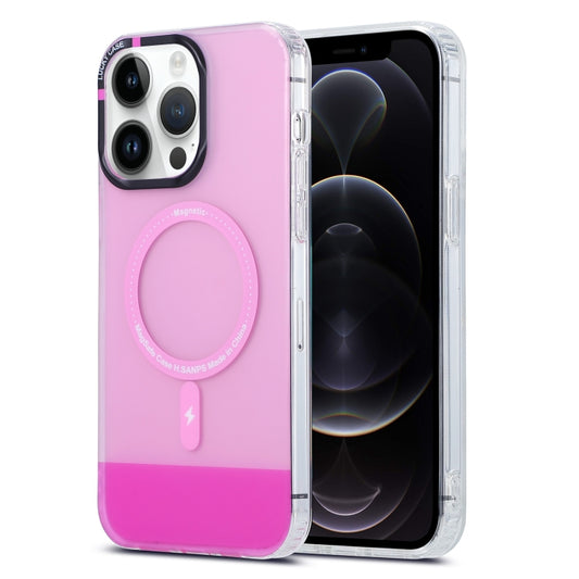 For iPhone 12 Pro PC + TPU IMD MagSafe Magnetic Phone Case(Pink) - iPhone 12 / 12 Pro Cases by buy2fix | Online Shopping UK | buy2fix