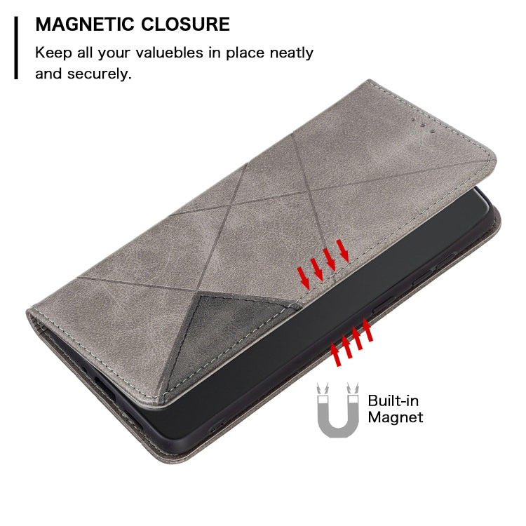 For Xiaomi Redmi Note 12S 4G / Note 11  Rhombus Texture Magnetic Leather Phone Case(Grey) - Xiaomi Cases by buy2fix | Online Shopping UK | buy2fix