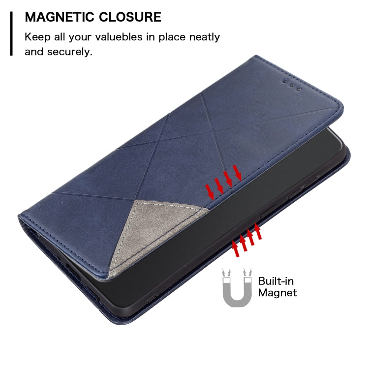 For Xiaomi Poco F5 5G / Redmi Note 12 Turbo Rhombus Texture Magnetic Leather Phone Case(Blue) - Xiaomi Cases by buy2fix | Online Shopping UK | buy2fix