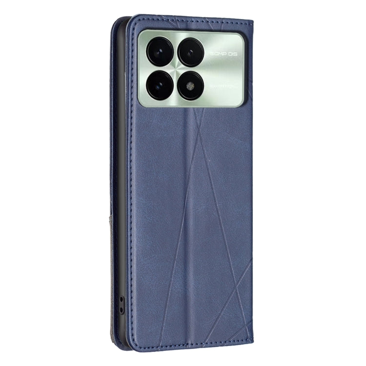 For Xiaomi Redmi K70E Rhombus Texture Magnetic Leather Phone Case(Blue) - K70E Cases by buy2fix | Online Shopping UK | buy2fix