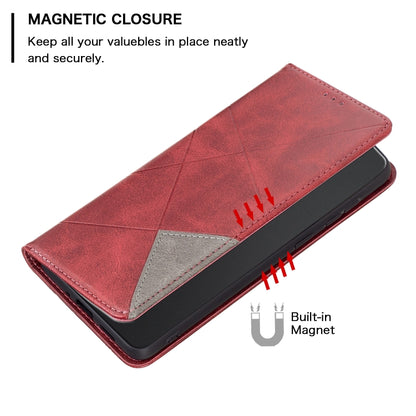 For Xiaomi Redmi A3 Rhombus Texture Magnetic Leather Phone Case(Red) - Xiaomi Cases by buy2fix | Online Shopping UK | buy2fix