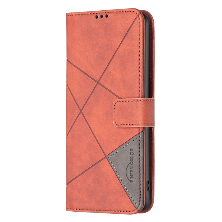 For Google Pixel 9 Pro Magnetic Buckle Rhombus Texture Leather Phone Case(Brown) - Google Cases by buy2fix | Online Shopping UK | buy2fix