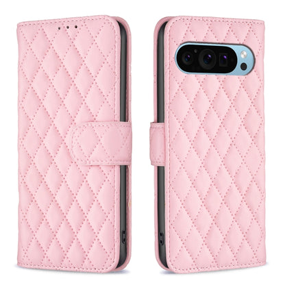 For Google Pixel 9 Diamond Lattice Wallet Leather Flip Phone Case(Pink) - Google Cases by buy2fix | Online Shopping UK | buy2fix