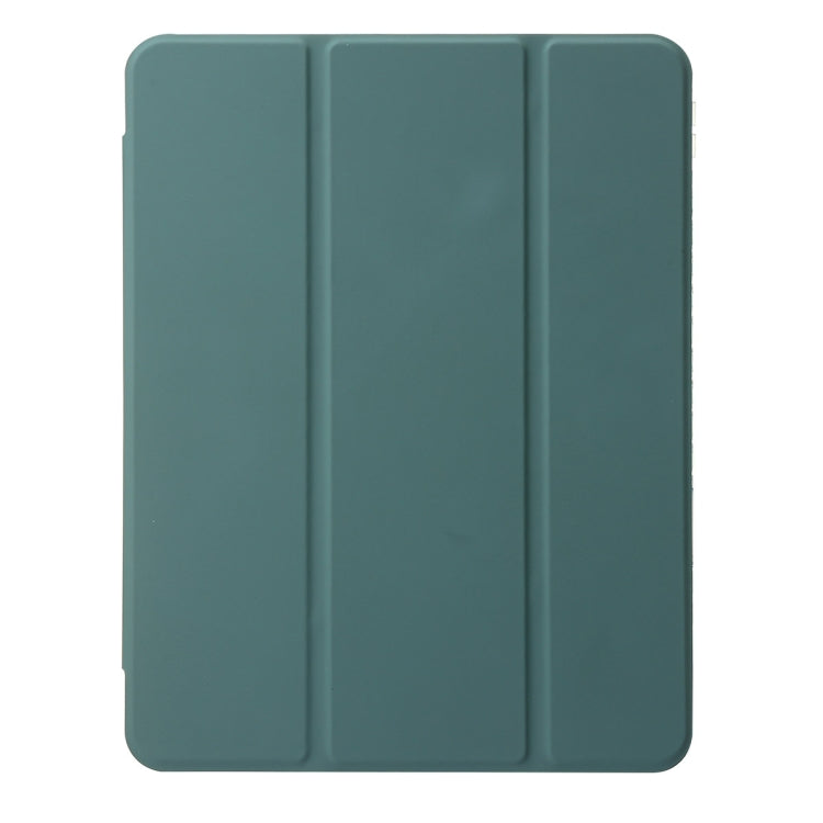 For iPad Pro 13 2024 Clear Acrylic 3-Fold Leather Tablet Case(Dark Green) - iPad Pro 13 2024 Cases by buy2fix | Online Shopping UK | buy2fix