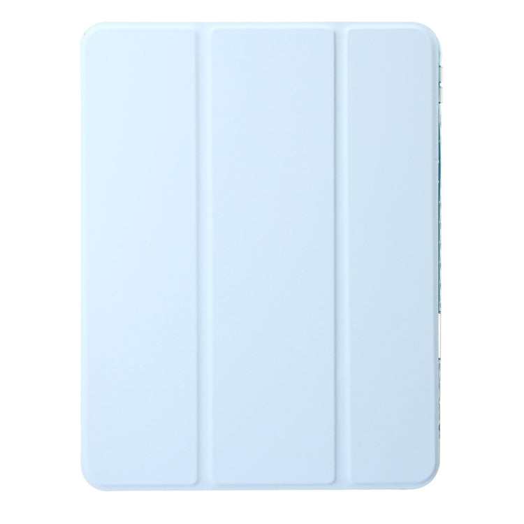 For iPad Air 13 2024 Clear Acrylic 3-Fold Leather Tablet Case(Ice Blue) - iPad Air 13 2024 Cases by buy2fix | Online Shopping UK | buy2fix