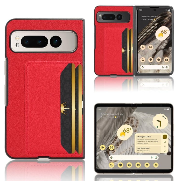 For Google Pixel Fold Litchi Texture Card Slots Back Cover Phone Case(Red) - Google Cases by buy2fix | Online Shopping UK | buy2fix