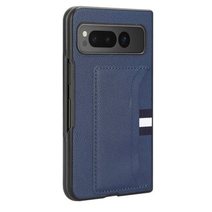 For Google Pixel Fold Litchi Texture Card Slots Back Cover Phone Case(Blue) - Google Cases by buy2fix | Online Shopping UK | buy2fix