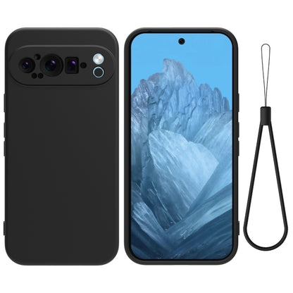 For Google Pixel 9 Pro XL Pure Color Liquid Silicone Shockproof Phone Case(Black) - Google Cases by buy2fix | Online Shopping UK | buy2fix