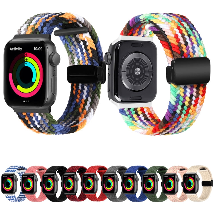 Magnetic Fold Clasp Woven Watch Band For Apple Watch 8 41mm(Rainbow Color) - Watch Bands by buy2fix | Online Shopping UK | buy2fix