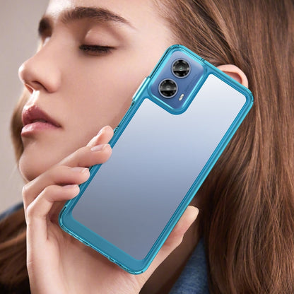 For Motorola Moto G34 Colorful Series Acrylic Hybrid TPU Phone Case(Transparent Blue) - Motorola Cases by buy2fix | Online Shopping UK | buy2fix