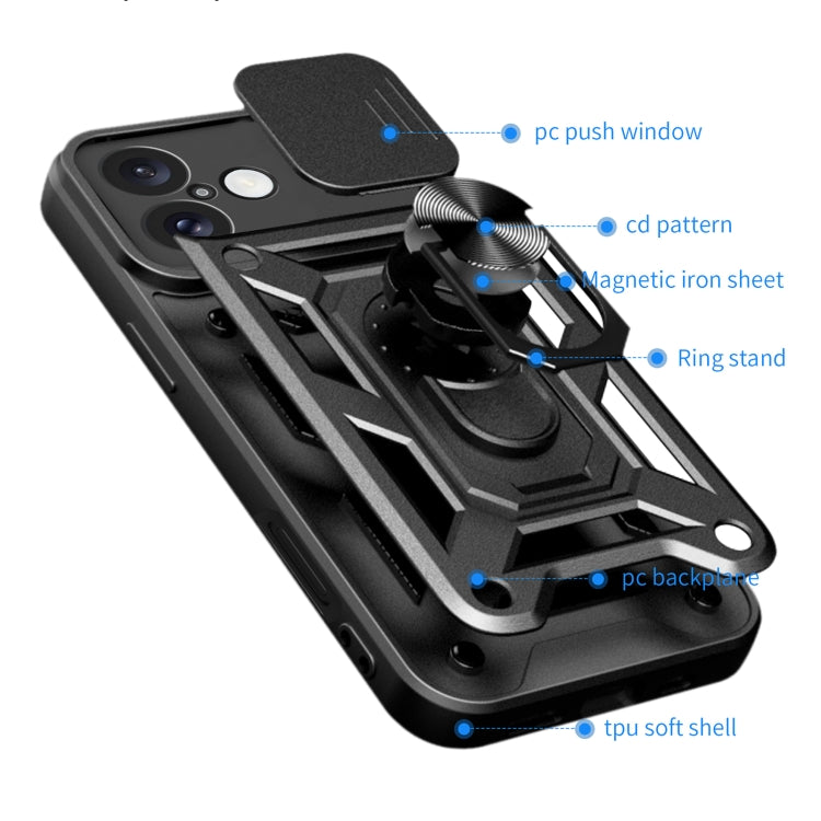 For iPhone 16 Plus Sliding Camera Cover Design TPU+PC Phone Case(Blue) - iPhone 16 Plus Cases by buy2fix | Online Shopping UK | buy2fix