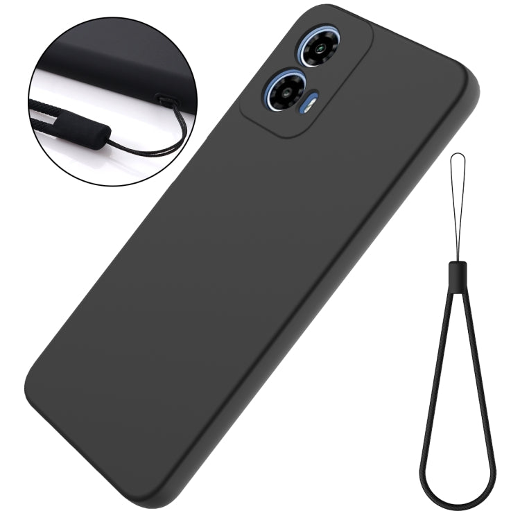 For Motorola Moto G Power 2024 Pure Color Liquid Silicone Shockproof Phone Case(Black) - Motorola Cases by buy2fix | Online Shopping UK | buy2fix