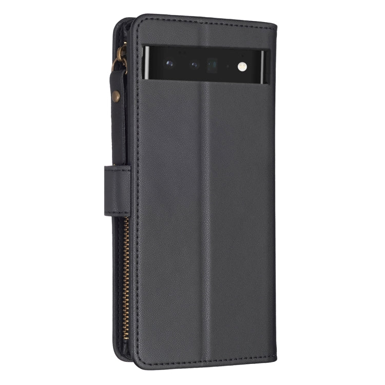 For Google Pixel 7 Pro 9 Card Slots Zipper Wallet Leather Flip Phone Case(Black) - Google Cases by buy2fix | Online Shopping UK | buy2fix