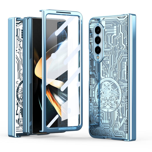 For Samsung Galaxy Z Fold3 5G Mechanical Legend Integrated Electroplating All-inclusive Phone Case(Blue) - Galaxy Phone Cases by buy2fix | Online Shopping UK | buy2fix