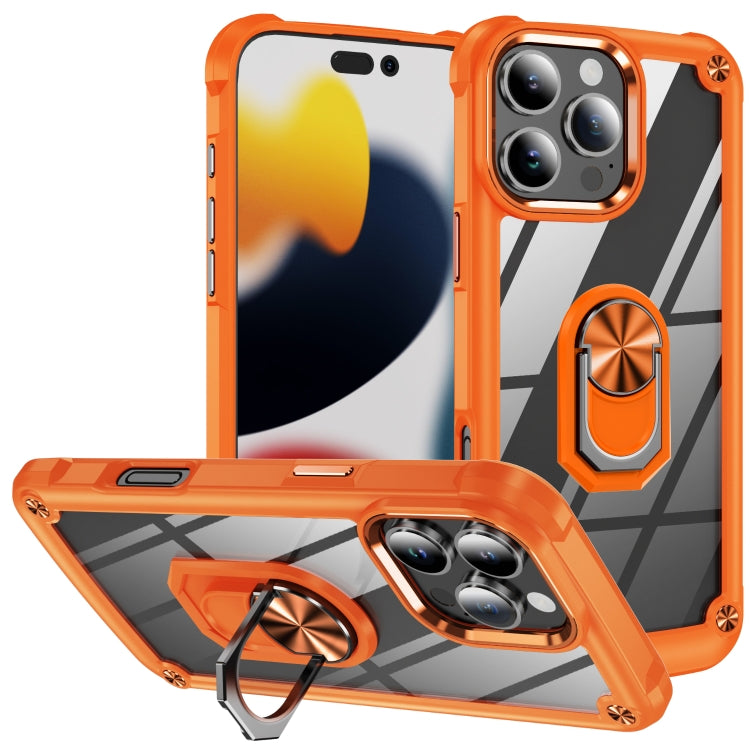 For iPhone 16 Pro Max TPU + PC Lens Protection Phone Case with Ring Holder(Orange) - iPhone 16 Pro Max Cases by buy2fix | Online Shopping UK | buy2fix