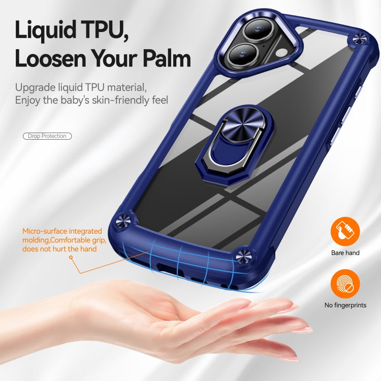 For iPhone 16 Plus TPU + PC Lens Protection Phone Case with Ring Holder(Blue) - iPhone 16 Plus Cases by buy2fix | Online Shopping UK | buy2fix