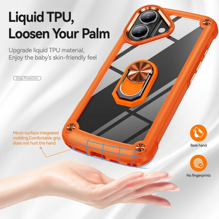 For iPhone 16 Plus TPU + PC Lens Protection Phone Case with Ring Holder(Orange) - iPhone 16 Plus Cases by buy2fix | Online Shopping UK | buy2fix