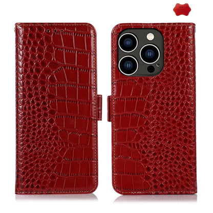 For iPhone 16 Pro Max Crocodile Top Layer Cowhide Leather Phone Case(Red) - iPhone 16 Pro Max Cases by buy2fix | Online Shopping UK | buy2fix