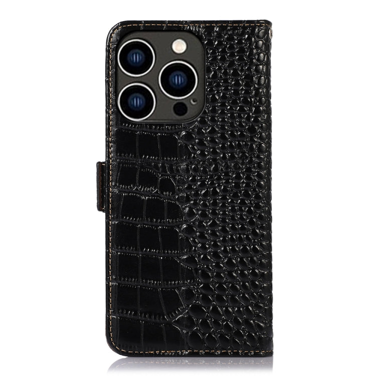 For iPhone 16 Pro Crocodile Top Layer Cowhide Leather Phone Case(Black) - iPhone 16 Pro Cases by buy2fix | Online Shopping UK | buy2fix